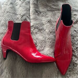 Red Patent Leather Ankle Boots